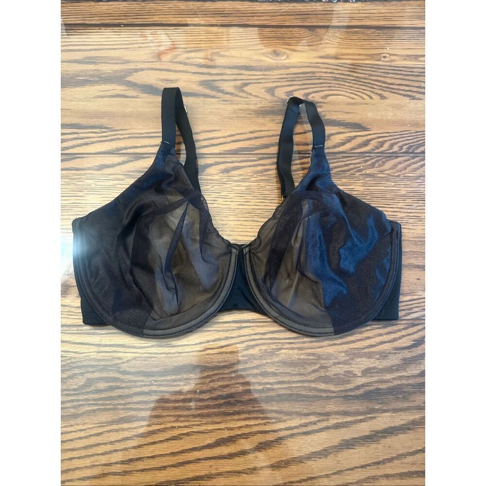 Natori Side Effect Unlined Full Coverage‎ Mesh Underwire Bra Black Size 34DDD